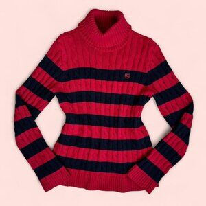 preppy striped turtleneck sweater